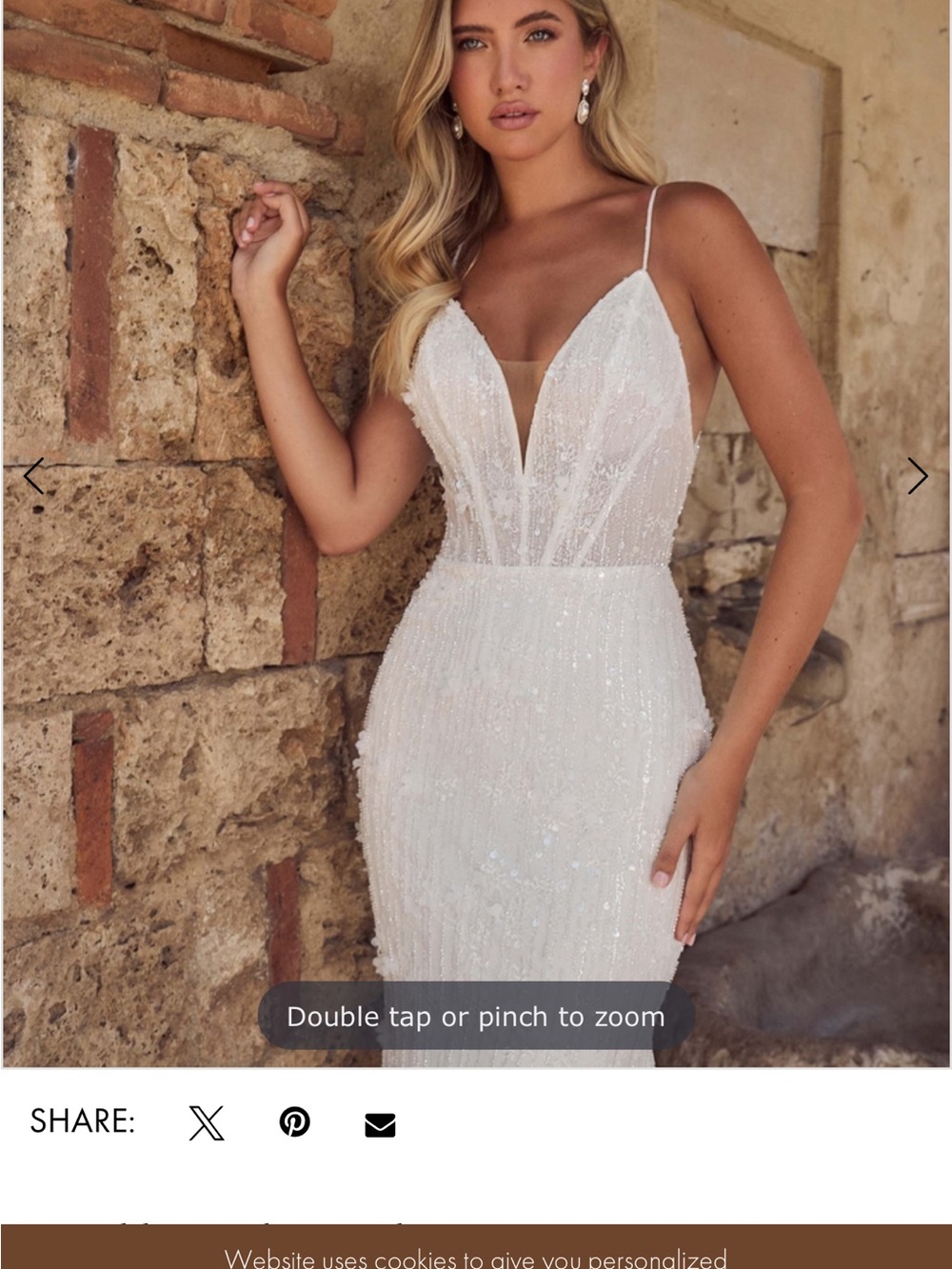 Elegant White Sequin Spaghetti-Strap Wedding Dress